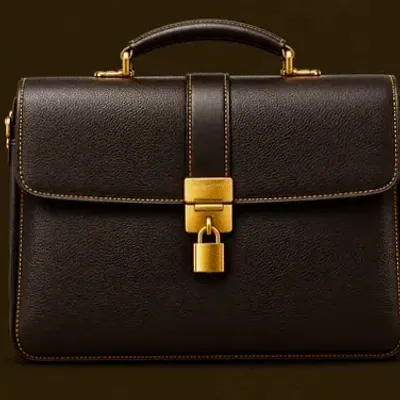 Locked leather briefcase — Casiny