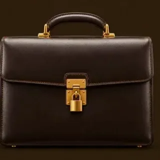 Locked leather briefcase — Casiny